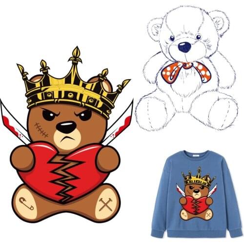 Cute Bear Patches Thermal Stickers on Clothes Fabric Iron-on Transfers for Clothing Thermoadhesive Patch Diy Applique for Jacket