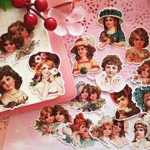 Vintage Cute Girl Doll TN Sticker DIY Scrapbooking Junk Journal Base Collage Phone Diary Album Gift Seal Decoration