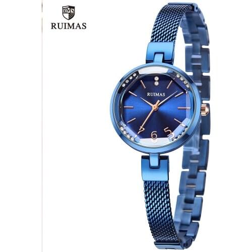 RUIMAS Womens Simple Analog Blue Watches Luxury Top Brand Quartz Watch Ladies Woman Water Resistant Wristwatch Relogio Girl 578