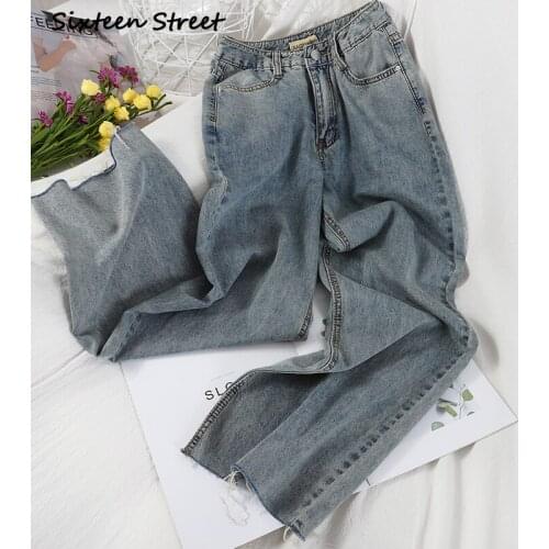 Boyfriend Jeans for Women Korean Style High Waisted Jeans Female Straight Y2k Pants Vintage Streetwear Baggy Wide Leg Trousers