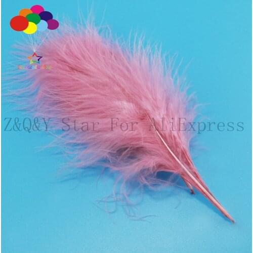 10-15CM (4-6 inches) natural 100PCS turkey hair dyed leather pink full velvet decoration DIY jewelry show costume feather