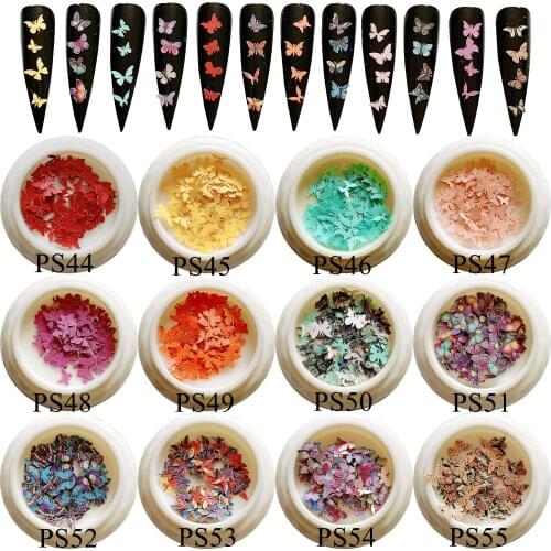 1Jar Mixed-Design Butterfly Colorful Special Paper Slices non-adhesive Soft Sticker Flower PS44-55