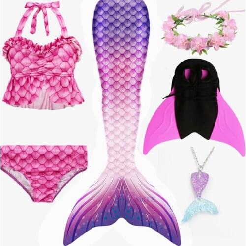 2020 Kids Mermaid Tail for Girls Fancy Party Costumes Mermaid Swimsuit can add Monofin Clothes Swimwear Bikini Sets