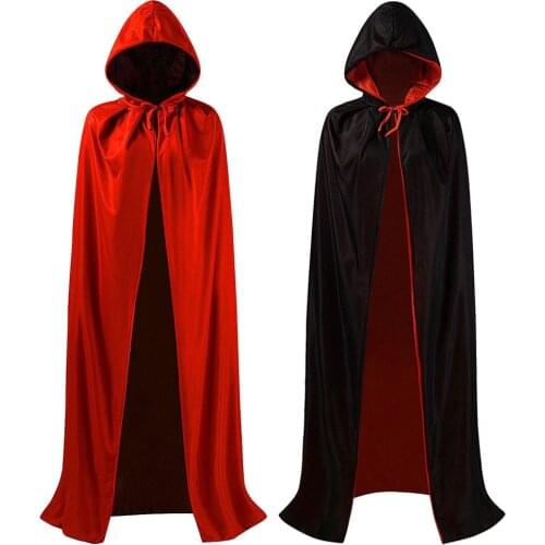 2021 Halloween Costume Unisex Cosplay Death Cape Long Hooded Cloak Wizard Witch Medieval Cape Costume Dress Smock