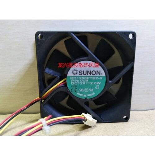 KD1208PTB2-6 8025 80*80*25MM 12V 2.0W 3-lines cabinet cooling fan