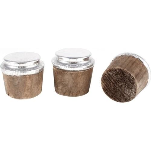 37mm Bottom diameter wood bottle thermos bottle cork silver tone 3 pieces