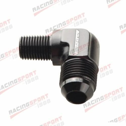 -8 AN AN8 Male To 1/4" NPT Aluminum 90 Degree Elbow Fitting Adapter Blue/BLACK