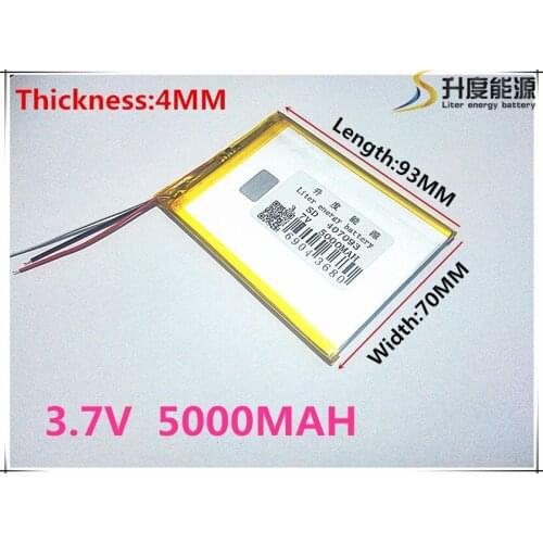 Brand new battery 407093 3.7V 5000mAh Lithium polymer Battery with Protection Board For Tablet PC U25GT
