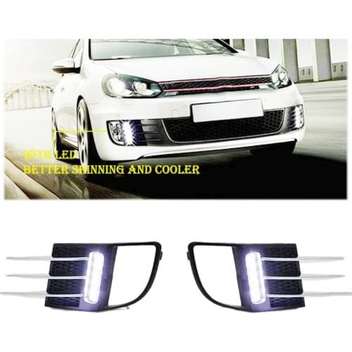 Car DRL LED Daytime Running Lights Fog Lamps Bezel Insert Grill Cover for Golf MK6 VI 10-14