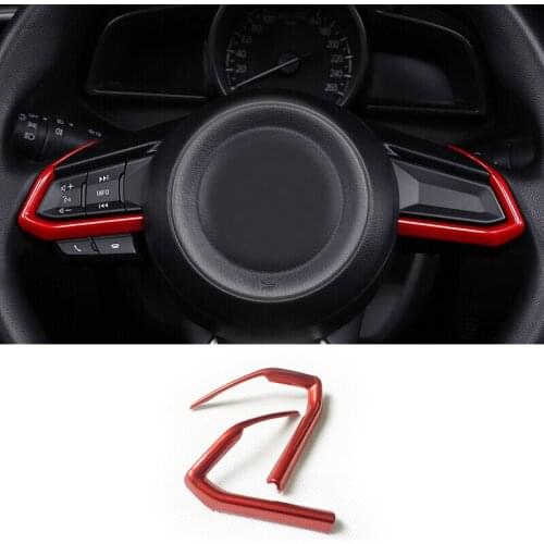 Car Detector Stick ABS Chrome Steering Wheel Interior Kit Trim Lamp Frame For 2017 2018 Mazda 2 Demio / M3 Axela / M6 Atenza