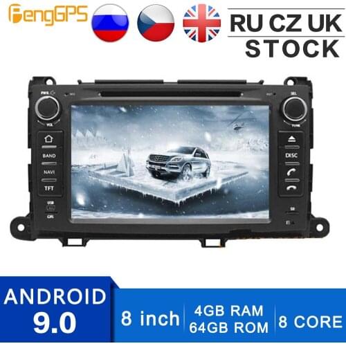 Octa Core 2 Din Android 9 .0 Car Radio for Toyota Sienna 2010 2011 2012 2013 2014 GPS Navigation CD DVD Player FM Bluetooth Unit