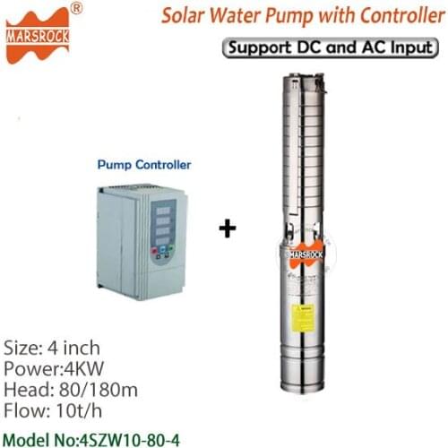 4inch Brushless high-speed Submersible Deep Well Pump for clean water with 4000w output, head 80m, flow 10T/h irrigating