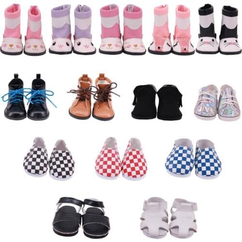 7CM Fashion Boots Flat Shoes Sandals For 18 Inch &Bald Head Doll &New Born Reborn Baby Generation Birthday Girls Toy Gifts