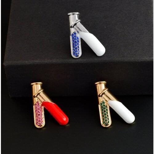 Gold Color Test Tube Buret Metal Brooch Pin Medical Jewelry Doctor Nurse Medicine Brooch Graduation Gift for Medical Students