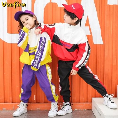 Girls Boys Hip Hop Clothing Ballroom Dance Costume Clothes Wear Kids Modern Jazz Costumes Street Dance Show Performance Outfits