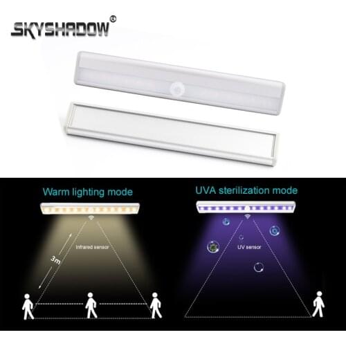Motion Sensor LED Kitchen Under Cabinet Light Night Light UVA Sterilization For Home Wardrobe Closet Toilet Indoor Wall Lighting