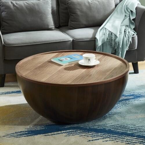 Nordic round coffee table modern minimalist personality creative walnut-colored bowl-shaped small household storage round table