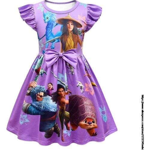 Summer Dress For Girl Raya and The Last Dragon Clothes for Kids Party Dresses Cotton Liittle Toddler Clothing Baby Dresses