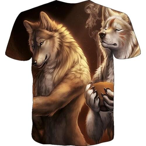 Men T-shirt Summer New Dropshipping Fashion Casual Streetwear graphic T-shirts Spain 3d Wolf Print Short-sleeved Tshirt XS-6XL