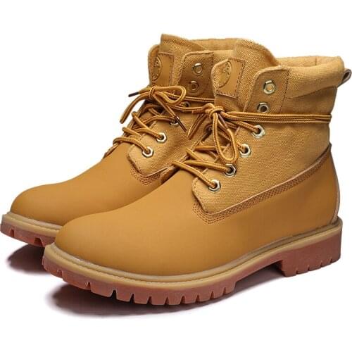 2021 Winter Couple Men Boots Martin Leather Ankle Boot Classic Yellow British Style Motorcycle Boots Unisex Shoes botas hombre