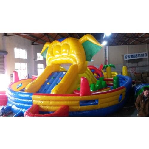Customized Ship Looking Inflatable Trampoline with Slide Bounce Slide