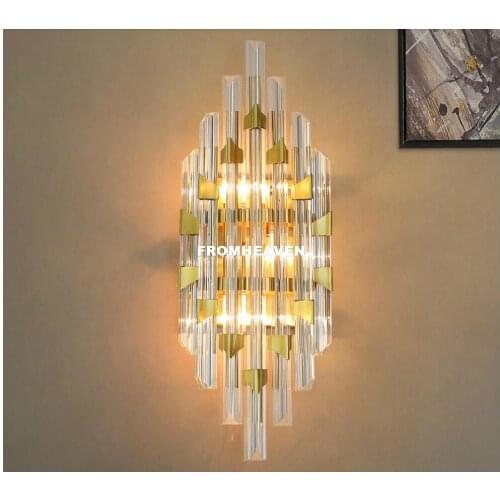 Nordic Wall Lighting Modern Crystal Wall Sconces Stainless Steel Crystal Lamp LED Wall Lights Crystal Wall Lamps Bedroom Lights