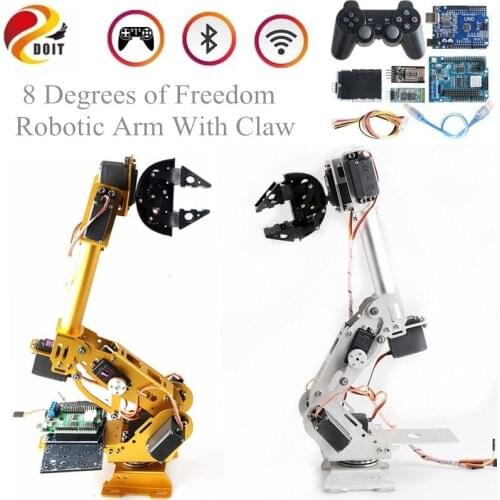 WiFi/Bluetooth/Handle Control 8DOF Mobile Robot Arm +Parallel Mechanical Claw RC Robotic Hand Set Grab DIY Competition Teaching