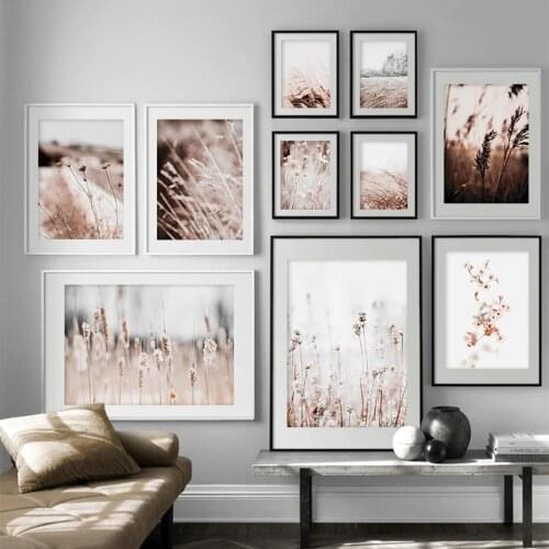 Bohemia Style Poster Paintings Reed Thatch Wildflowers Canvas Prints Nordic Living Room Gallery Wall Art Pictures Home Decor