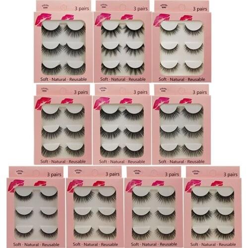 SHIDISHANGPIN 3 pairs mink eyelashes false eyelashes handmade dramatic faux eye lashes extensions makeup maquiagem mink cilios