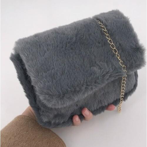 Faux Fur Crossbody Bags For Women Autumn Winter Plush Purses And Handbags Female Phone Shoulder Bag Femme