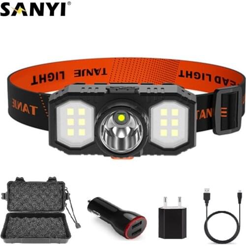 COB LED Mini Headlamp Headlight USB Rechargeable Head Torch Camping Lantern Waterproof Head Flashlight Outdoor Lighting