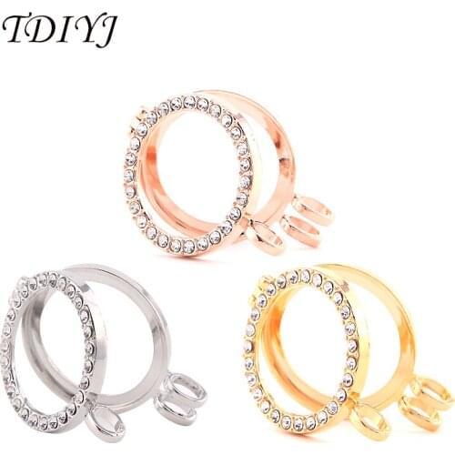 TDIYJ 6Pcs New 25MM Alloy Coin Holder with Crystals for Small Disc Coin fit My Coin Necklace Jewelry