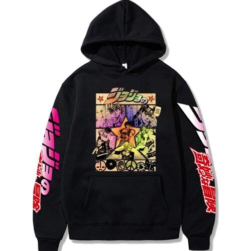 2021 Harajuku JOJOs Bizarre Adventure Unisex Hoodies Japanese Anime JOJO Printed Mens Hoodie Streetwear Casual Sweatshirts
