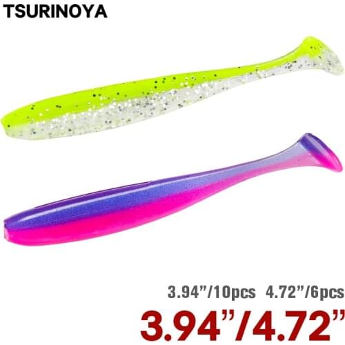 TSURINOYA NEW SIZE Soft Lures 100mm 120mm Artificial Soft Baits For Bass Fishing Add Fishy Odor Double Color Fishing Wobblers