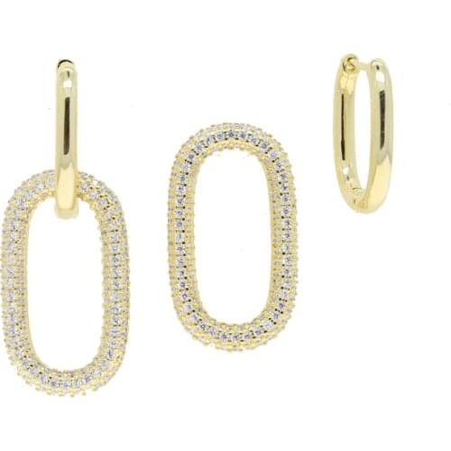 Rectangle Link Chain Dangle Dangling Earring Trendy European Women Geometric Earrings