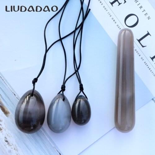 Yoni Egg Grey Agate Jade Eggs Crystal Massage Relax Wand Ben Wa Ball for Women Kegel Exercise Yoni Eggs Vaginal Muscle Ball