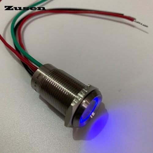 Zusen 16mm touch switch on/off type push button switch with 6-24V led IP67