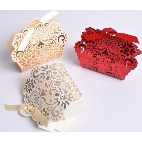 100 Pcs Gift Candy Box For Wedding Party Kid Birthday Hollow Paper Box Chocolate Box Gift Paper Packaging With Ribbon Cardboard