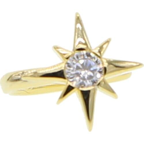 2020 Luxury Fashion BIG Clear Crystal CZ Stone North Star Cuff Earrings Clip Ear For Women Girls Gold Color No Piercing Jewelry