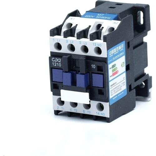 3 Phase Motor Magnetic Contactor Relay 12A 3P 3 Pole 1NO AC 24V 110V 220 Volts 380V Coil CJX2-1210 35mm Din Rail Mounting
