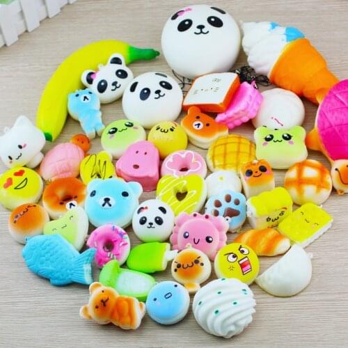 5 Pcs/lot Toys Squishy Cat Bread Cake Bun Donut Keychain Kawaii Squishies Ice Cream Squishy Slow Rising Antistress Squishe Food
