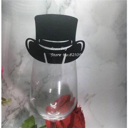 50pcs Free Shipping Laser out Magic Hat design Magic show Party Invitation Place name Cup Cards for Wine Glass party supplies
