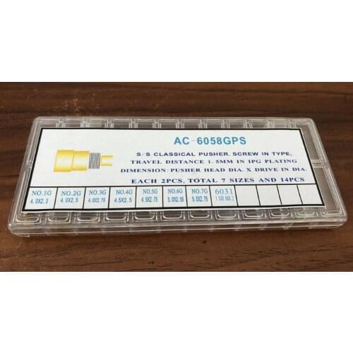 Assortment of 14 PCs Gold Plated/Stainless Steel Chrongraph Screw-In Push Button/Watch Pusher + Free C-clips