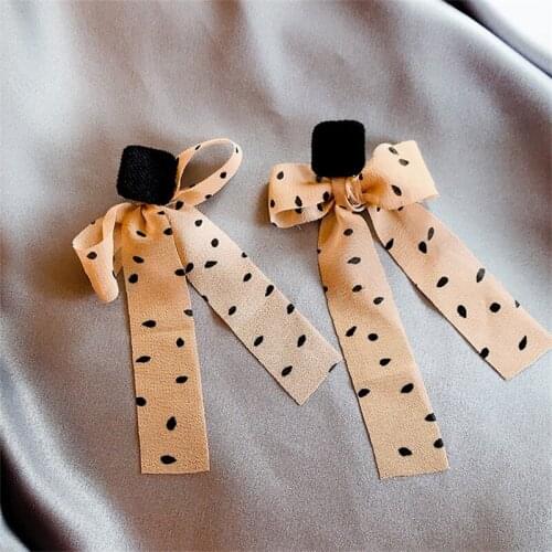 Bow Earring Geometric Bowknot Cloth Dangle Earrings Korean Fashion Women Long Ear Jewelry Gifts