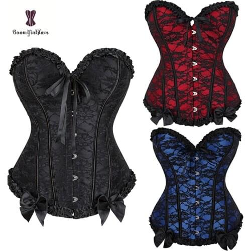 Free shipment wholesale price lace up corset and bustier sexy corset with T string sizes-6xl