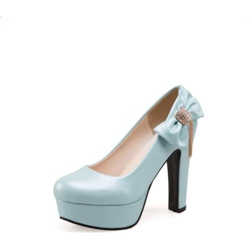 Big Size 11 12 13 14 15 16 17 18 19 ladies high heels women shoes woman pumps Shallow bow waterproof table single shoe