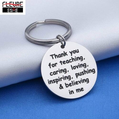 Thank You Keychain Gifts for Teacher Mom Dad Thanksgiving Day Graduation Appreciation Gift Stainless Steel Jewelry Pedant Gift