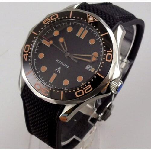 Dress Simple Steel Automatic Men Watch 24 Jewels NH35 Movement Nylon Band Sapphire Crystal Rotating Insert