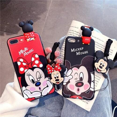 Disney Mickey Minnie Phone Case for Samsung A20s S10e S10 Plus Mouse Cartoon Shell Protective Cute with Lanyard Figure Bracket