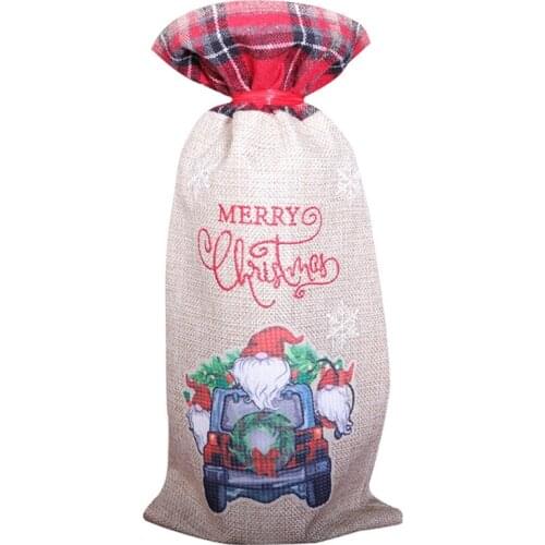 Christmas Sweater Wine Bottle Cover with Drawstrings, Reusable Wine Bags for Holiday Party Xmas Table Home Decoration
